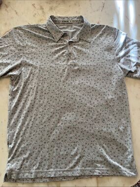 Linksoul Men's Light Gray Patterned Polo Shirt